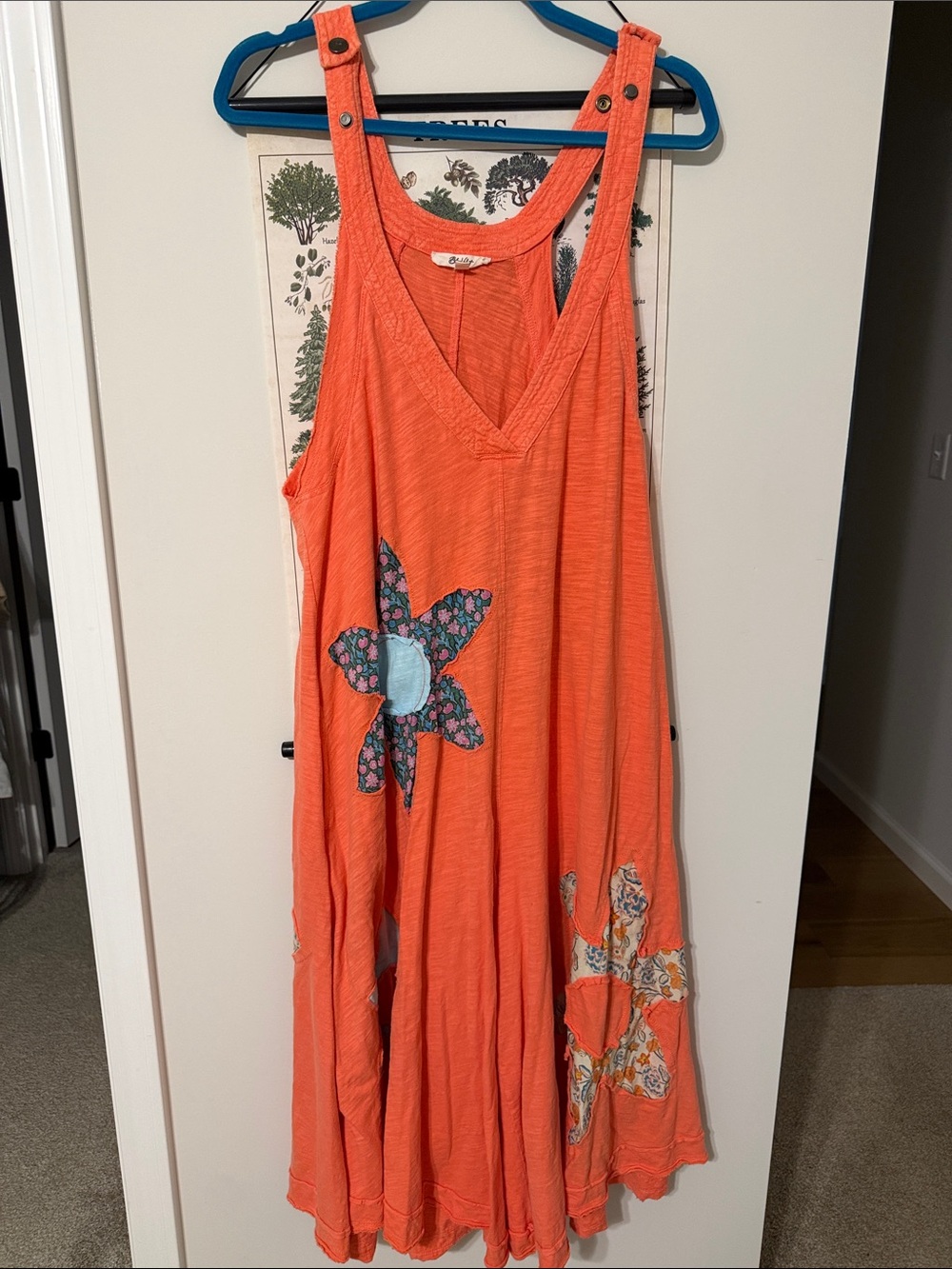 Women’s Orange Floral Applique Jumpsuit